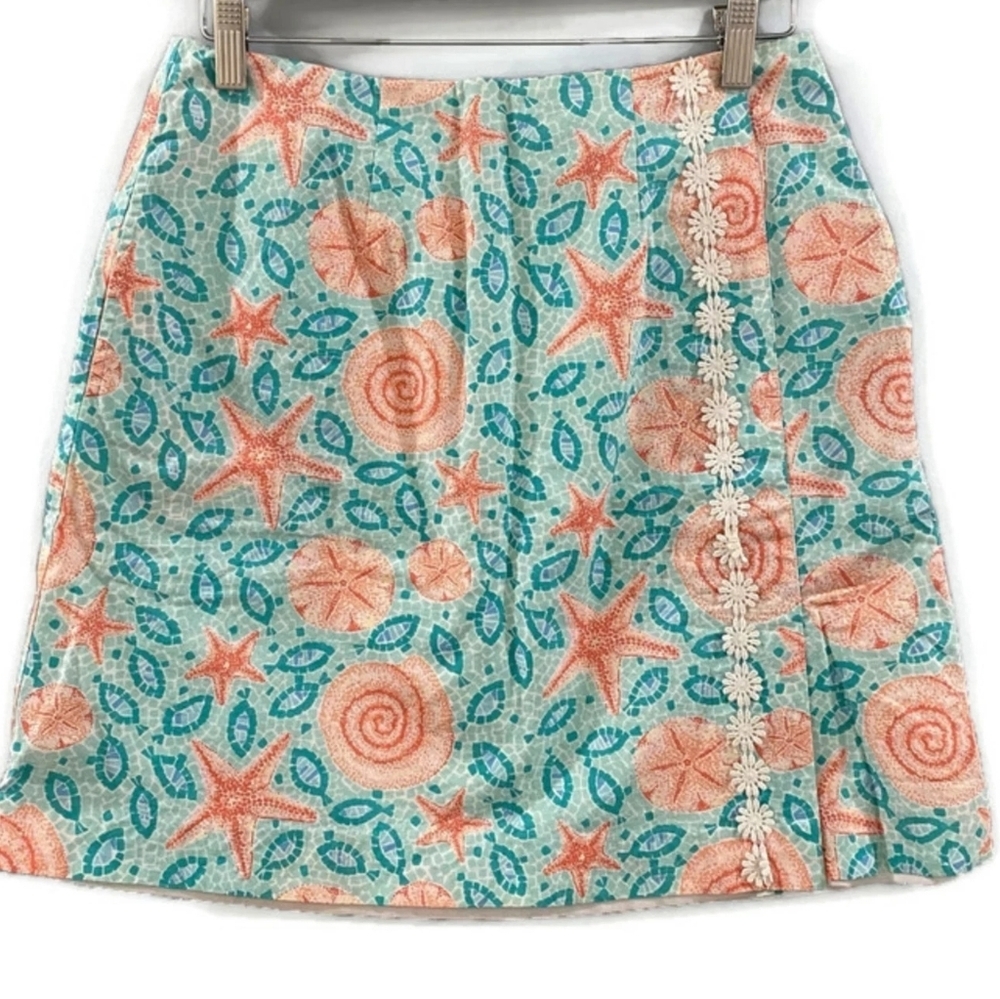 Lilly Pulitzer Starfish Patterned Skirt - Coral and Teal